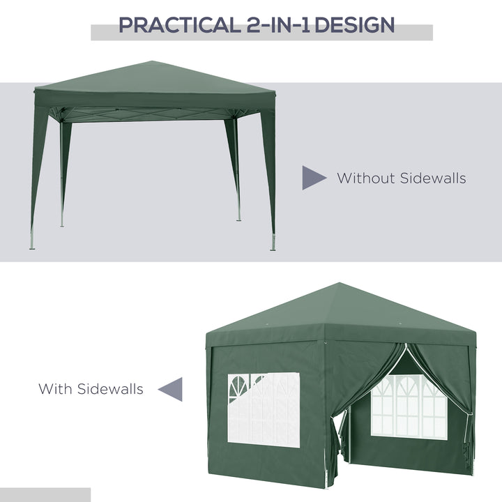 Outsunny 3 x 3m Pop Up Gazebo, Wedding Party Canopy Tent Marquee with Carry Bag and Windows, Green