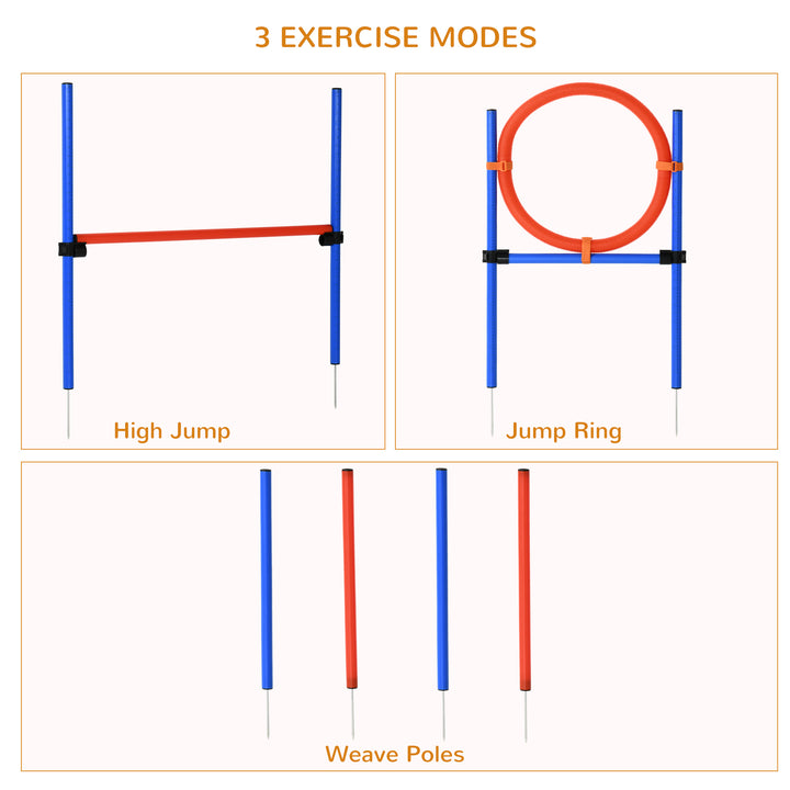 Pet Agility Training Equipment Dog Play Run Jump Obedience Training Set Adjustable (Pole + Hoop + Hurdle)