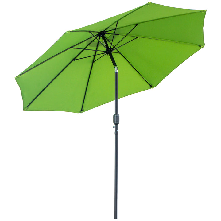 MCL 2.7M Garden Parasol Umbrella with Glass Fibre Ribs and Aluminium Frame, Tilting Sun Shade Shelter Canopy, Light Green