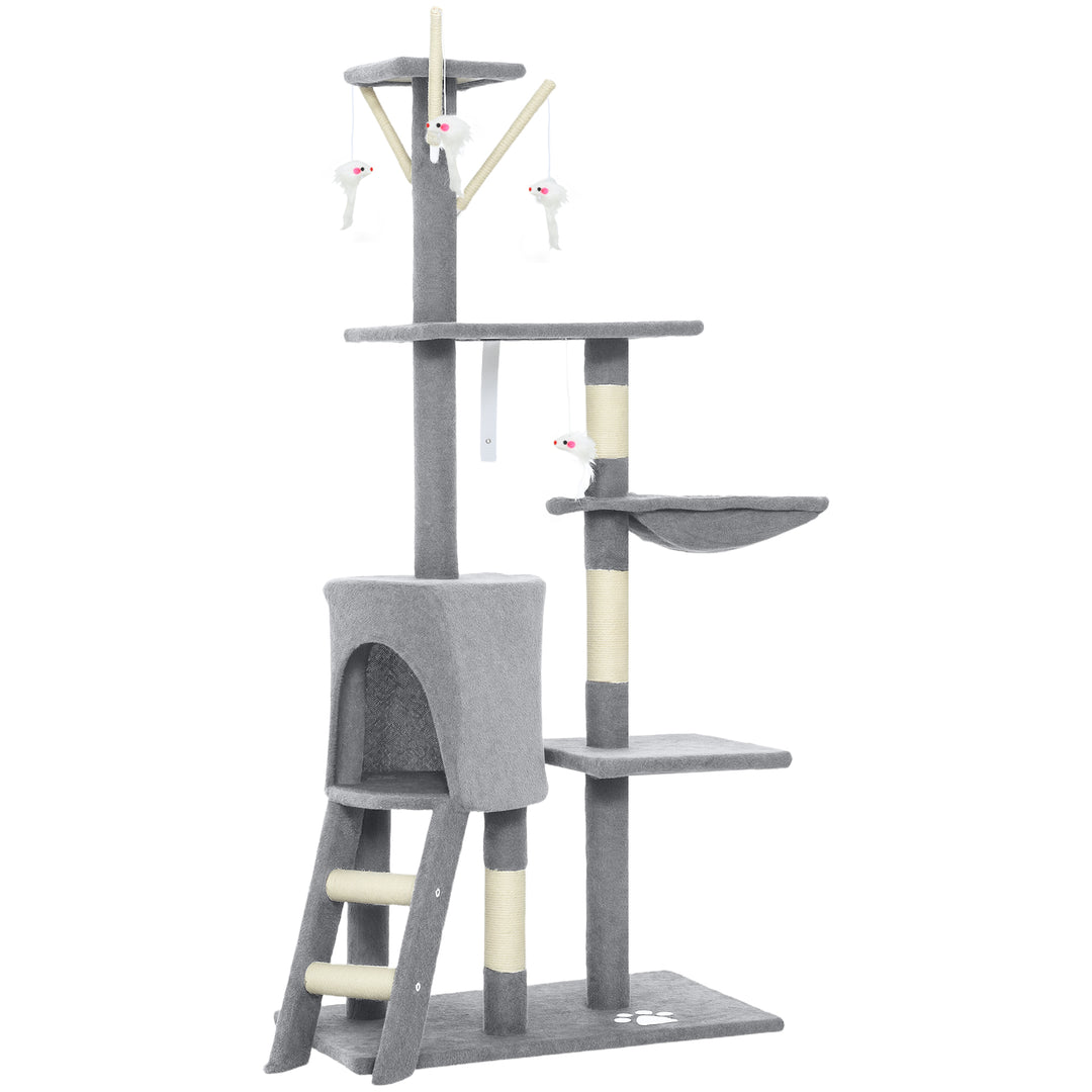 Multi-Level Cat Tower, 134cm Cat Tree with Condo and Sisal Scratching 
