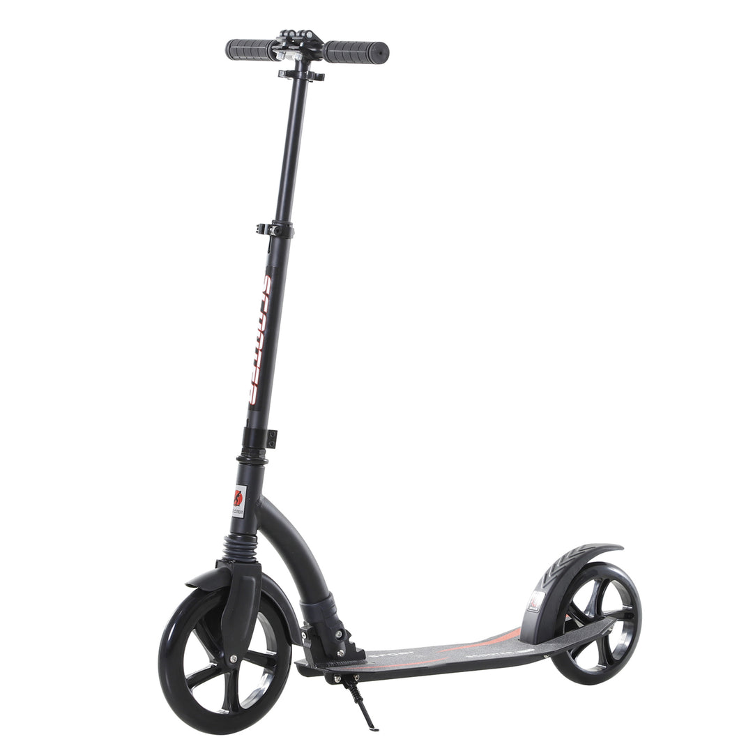 Foldable Kick Scooter with Double Shock Absorption and Big Wheels, Height Adjustable Aluminium Frame Big Wheel Scooter for 14+ Teens Adult - Black