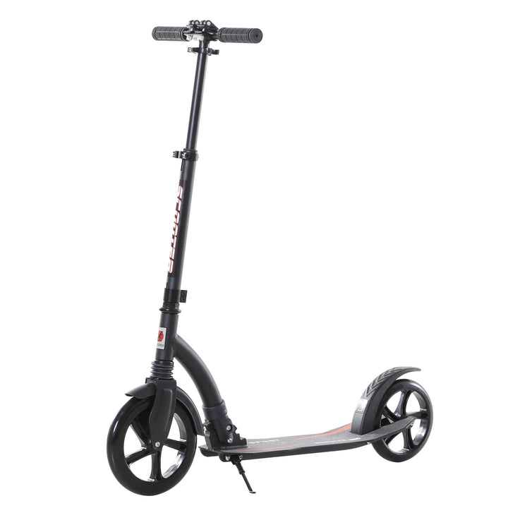 Foldable Kick Scooter with Double Shock Absorption and Big Wheels, Height Adjustable Aluminium Frame Big Wheel Scooter for 14+ Teens Adult - Black