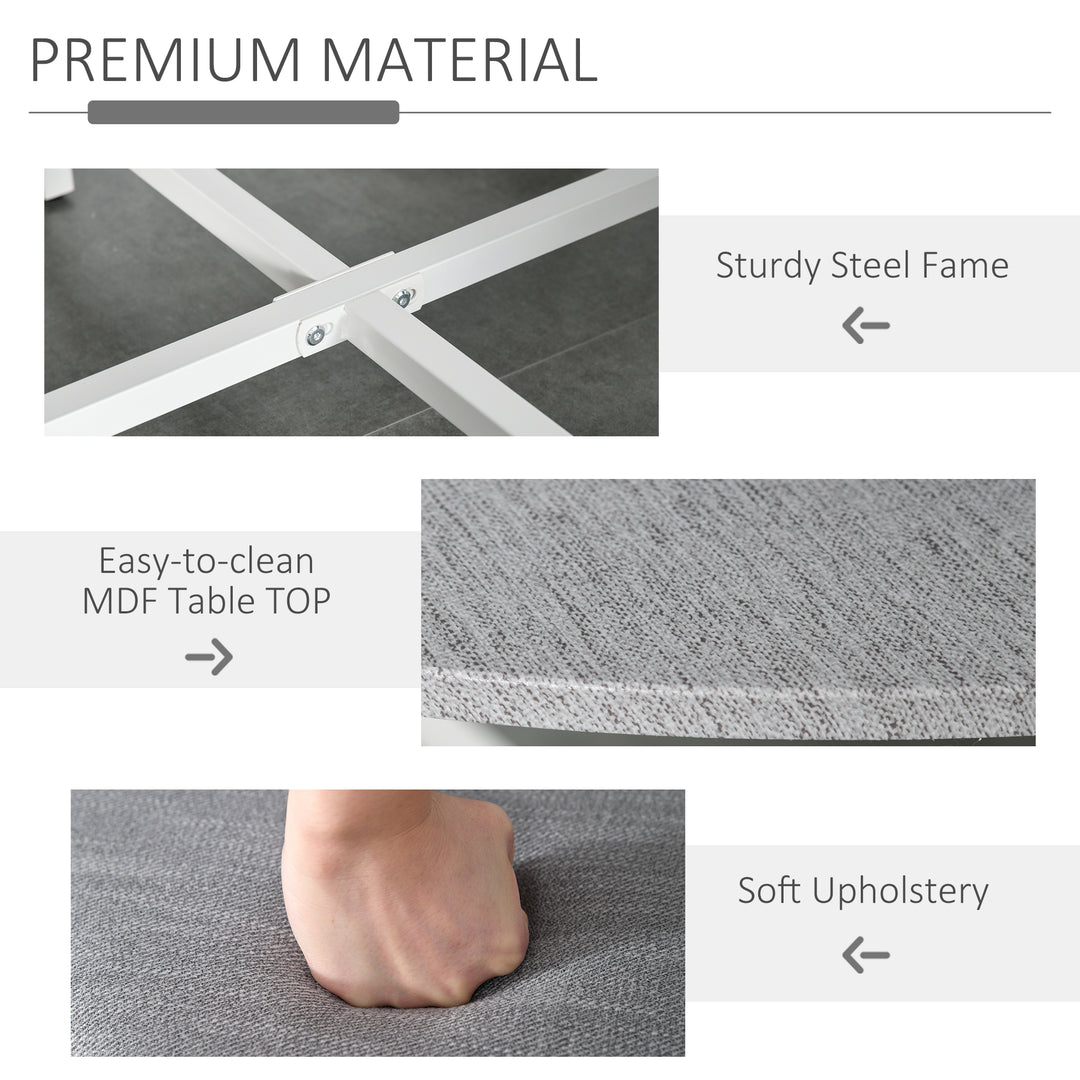 MCL Modern Round Dining Table Set with 4 Upholstered Stools for Dining Room, Kitchen, Grey