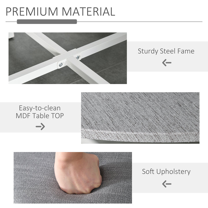 MCL Modern Round Dining Table Set with 4 Upholstered Stools for Dining Room, Kitchen, Grey