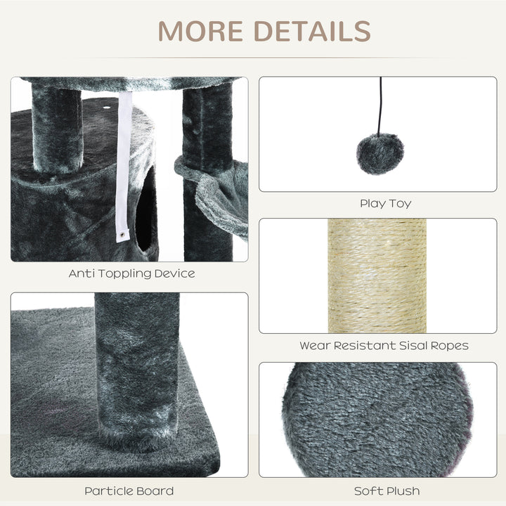 Floor to Ceiling Cat Tree for Indoor Cats Play Tower Climbing Activity Center Scratching Post Platforms Condo Adjustable Height 220-265cm Dark Grey