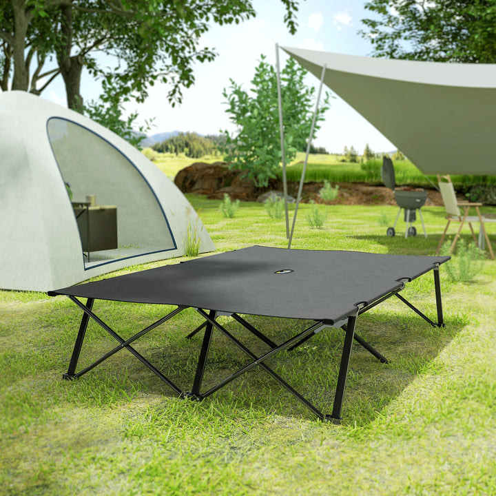 Double Camping Cot Bed, with Bag - Charcoal Grey