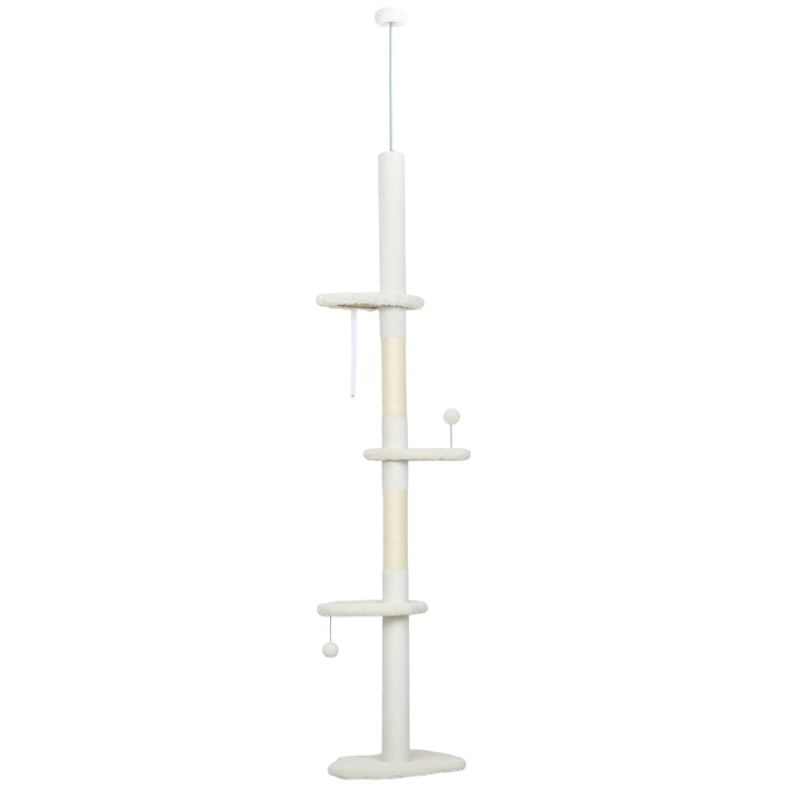 225-255 cm Adjustable Cat Climbing Tower with Sisal Scratching Posts, 