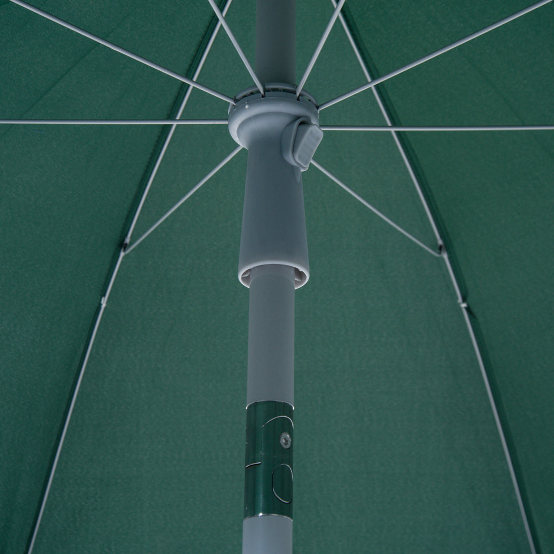 Outsunny 2.2m Beach Umbrella, Portable Parasol with Tilting Function, Outdoor Sunshade Shelter with 8 Ribs, Green