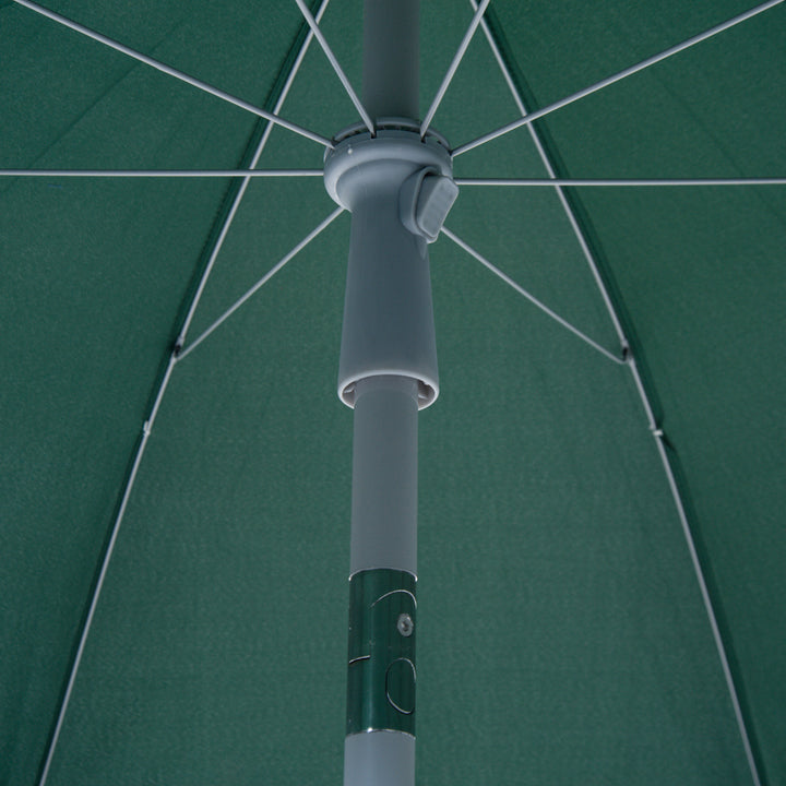 Outsunny 2.2m Beach Umbrella, Portable Parasol with Tilting Function, Outdoor Sunshade Shelter with 8 Ribs, Green