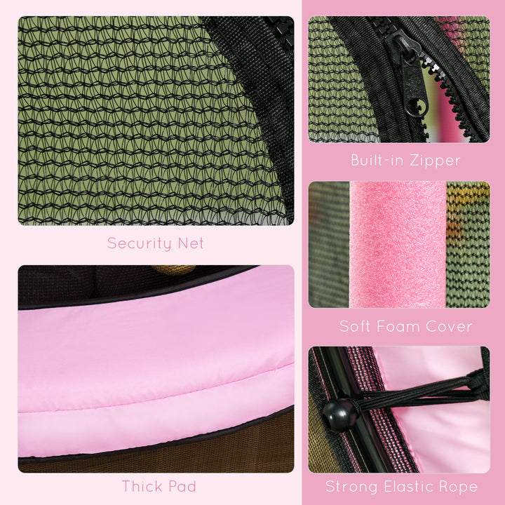 4.6FT/55" Kids Trampoline with Safety Enclosure, Outdoor Indoor Use, for Ages 3-10 Years, Pink