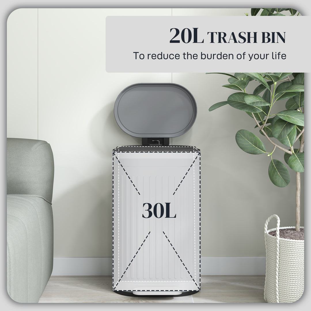 30L Metal Kitchen Bin, with Soft-Close Lid - Grey