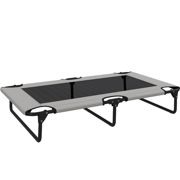 Portable Raised Dog Bed, Elevated Pet Cot with Breathable Mesh for Indoor Outdoor, for Large Dogs, Light Grey