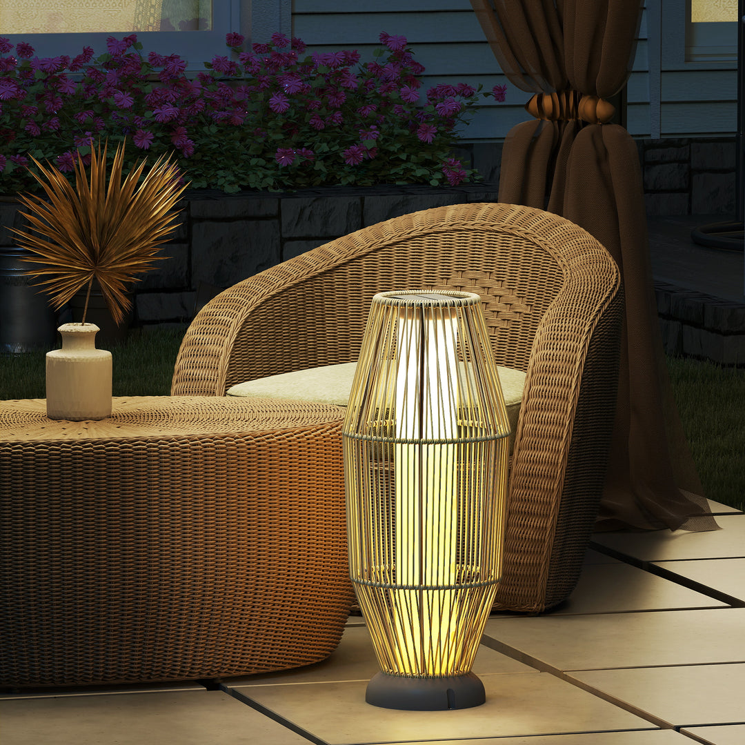 Garden Rattan Lamp, 72 cm Tall Solar Rattan Floor Lamp, Solar Garden Light with Auto On/Off LED, IP44 for Outdoor, Porch, Pathway, Terrace, Grey