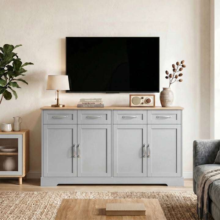 Sideboard Buffet Cabinet, 140 cm Kitchen Storage Cabinet with 4 Drawer