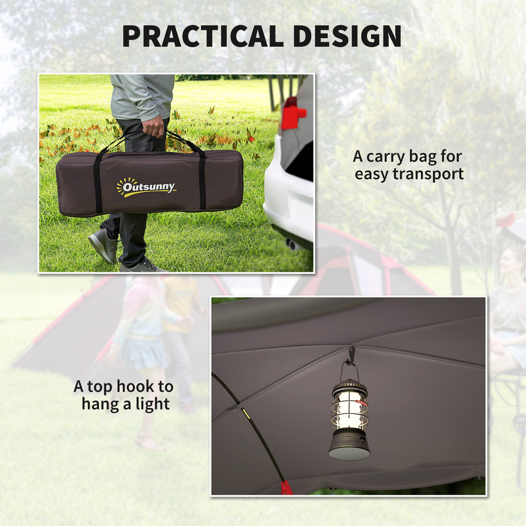 4-6 Man Family Camping Tent w/ 2 Bedrooms and a Living Room, Waterproof Tunnel Tent w/ Sewn In Groundsheet, Doors, Windows, Carry Bag, Grey