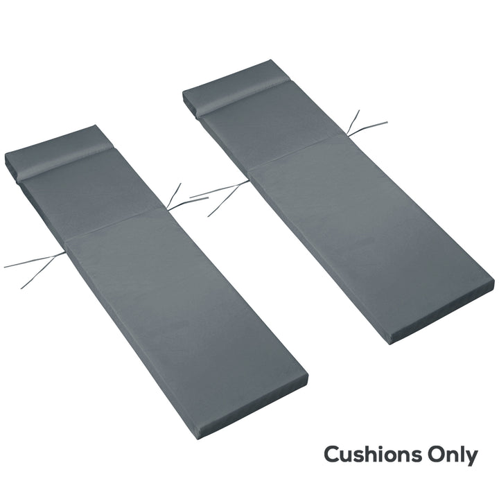 Set of 2 Sun Lounger Cushions, Replacement Cushions for Rattan Furnitu