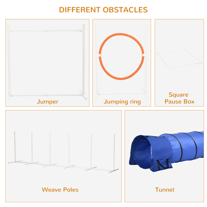 Six-Piece Dog Agility Equipment Set, with Carry Bag - Multicoloured