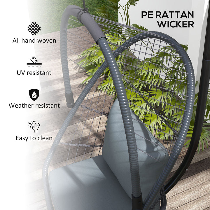 Single Egg Chair, with Steel Frame Stand - Grey