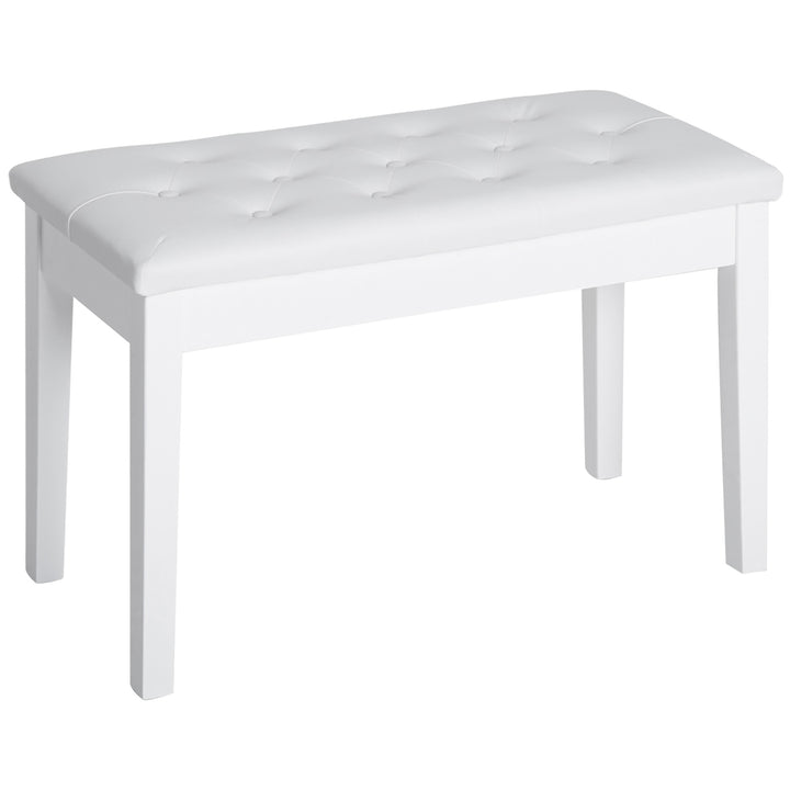 HOMCOM Dressing Table Stool with Storage, PU Leather Padded Piano Bench, 76x36x50cm, White | Aosom UK