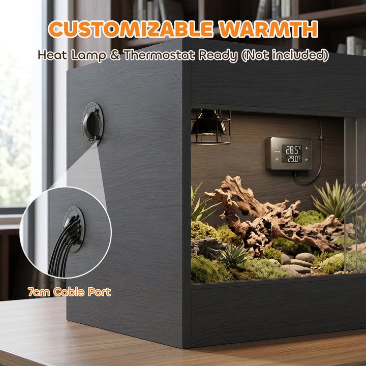 Reptile Terrarium, Reptile Vivarium with Glass Doors, Secure Lock, Top