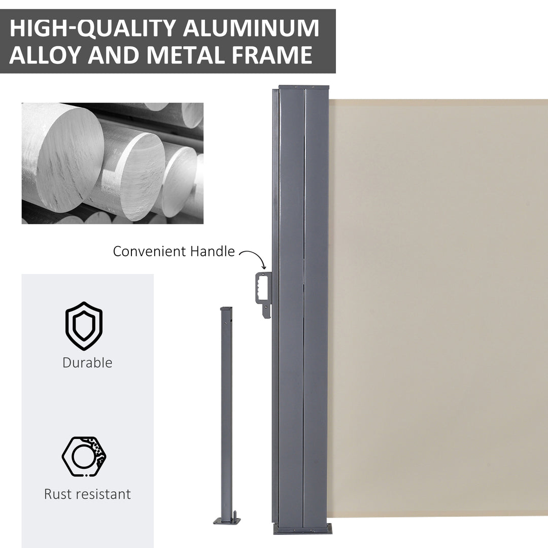 MCL 6 x 1.6 M Double Canopy Pull-Out Side Awning Sun Rain Outdoor Protection w/ Steel Frame Retractable Garden Privacy Home Commercial Beige