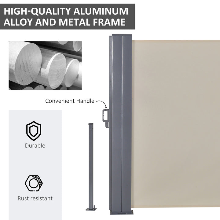 MCL 6 x 1.6 M Double Canopy Pull-Out Side Awning Sun Rain Outdoor Protection w/ Steel Frame Retractable Garden Privacy Home Commercial Beige