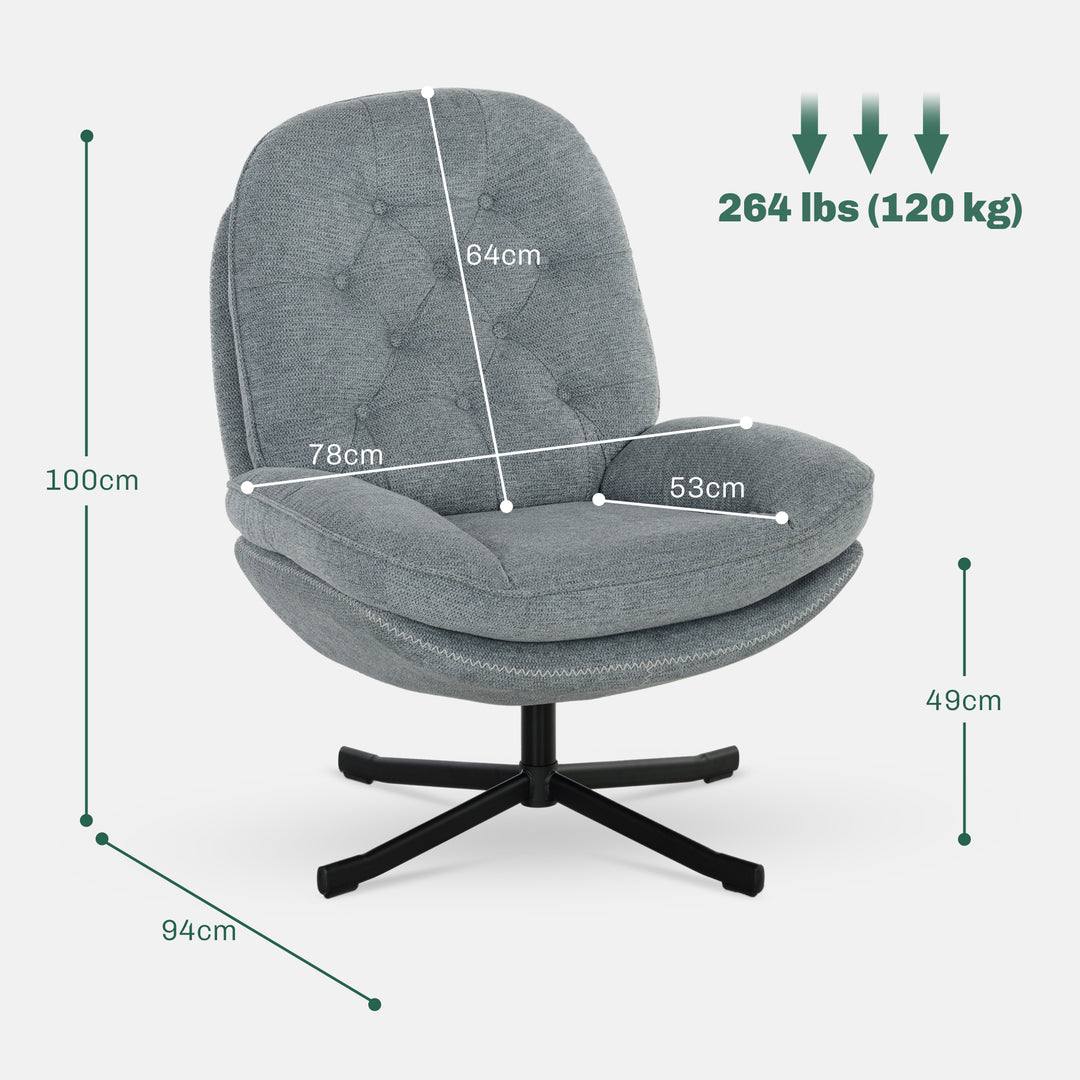 Relaxed Swivel Armchair - Grey