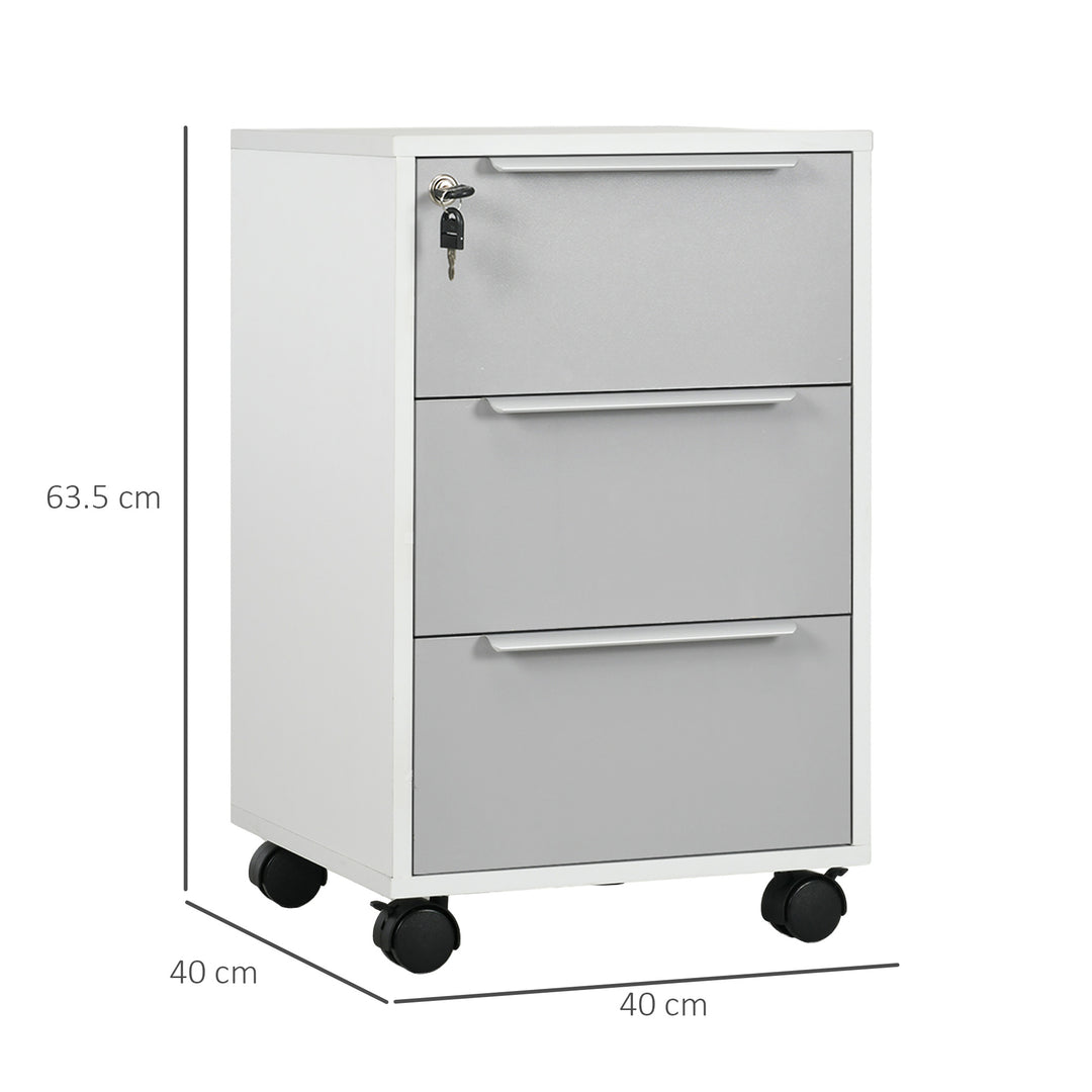 MCL Three-Drawer Locking Filing Cabinet - Grey/White
