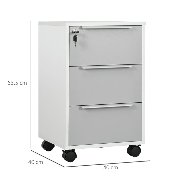 MCL Three-Drawer Locking Filing Cabinet - Grey/White