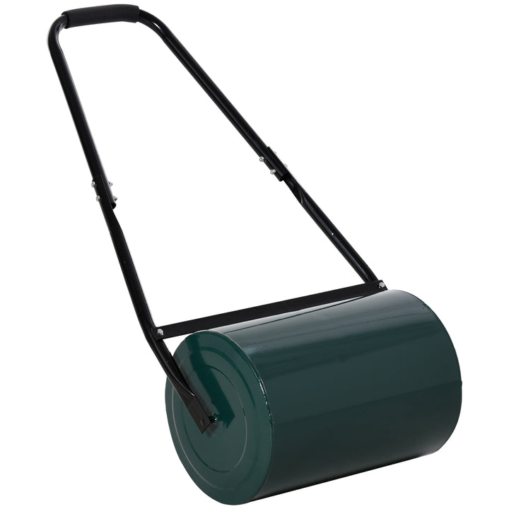 Outsunny Heavy Duty Garden Lawn Roller, Water or Sand Filled Steel Drum, 30 L, 妗?0cm, Green