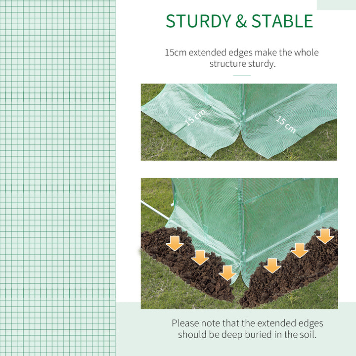 6 x 3 x 2 m Polytunnel Greenhouse with Roll-up Door and 12 Mesh Windows, Walk-in Garden Tunnel Warm House Tent with UV-resistant PE Cover and Galvanised Steel Frame, Green