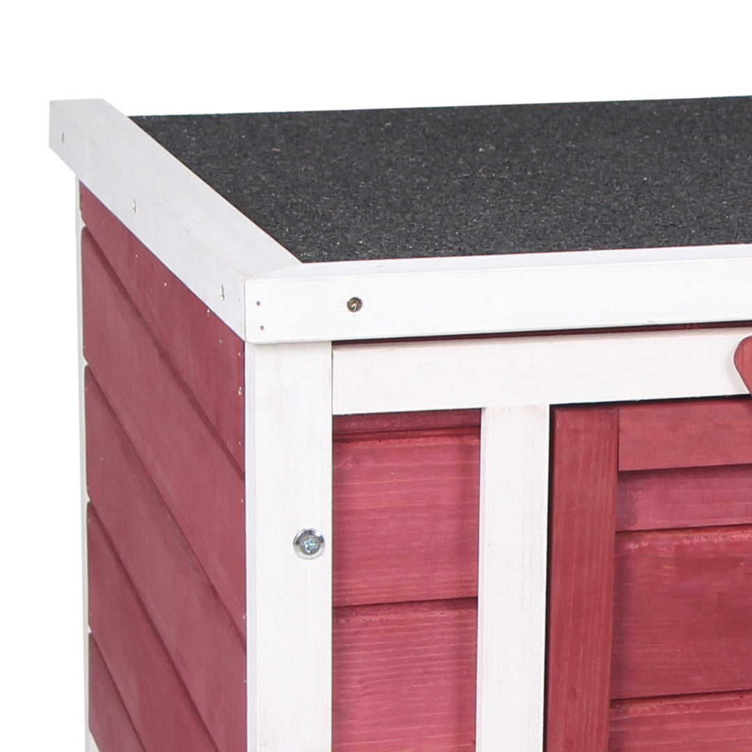 PawHut Rabbit Hutch, Wooden, Durable with Weatherproof Roof, 51 x 42 x 43 cm, Red | Aosom UK