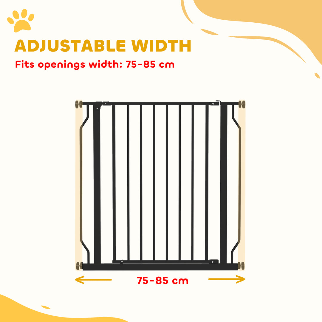 Extra Wide Dog Safety Gate, with Door Pressure, for Doorways, Hallways, Staircases - Black
