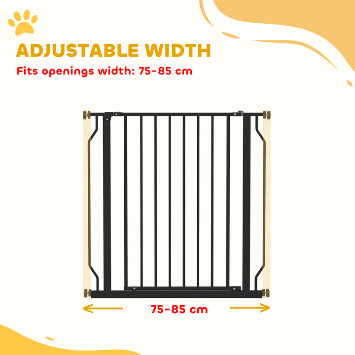 Extra Wide Dog Safety Gate, with Door Pressure, for Doorways, Hallways, Staircases - Black
