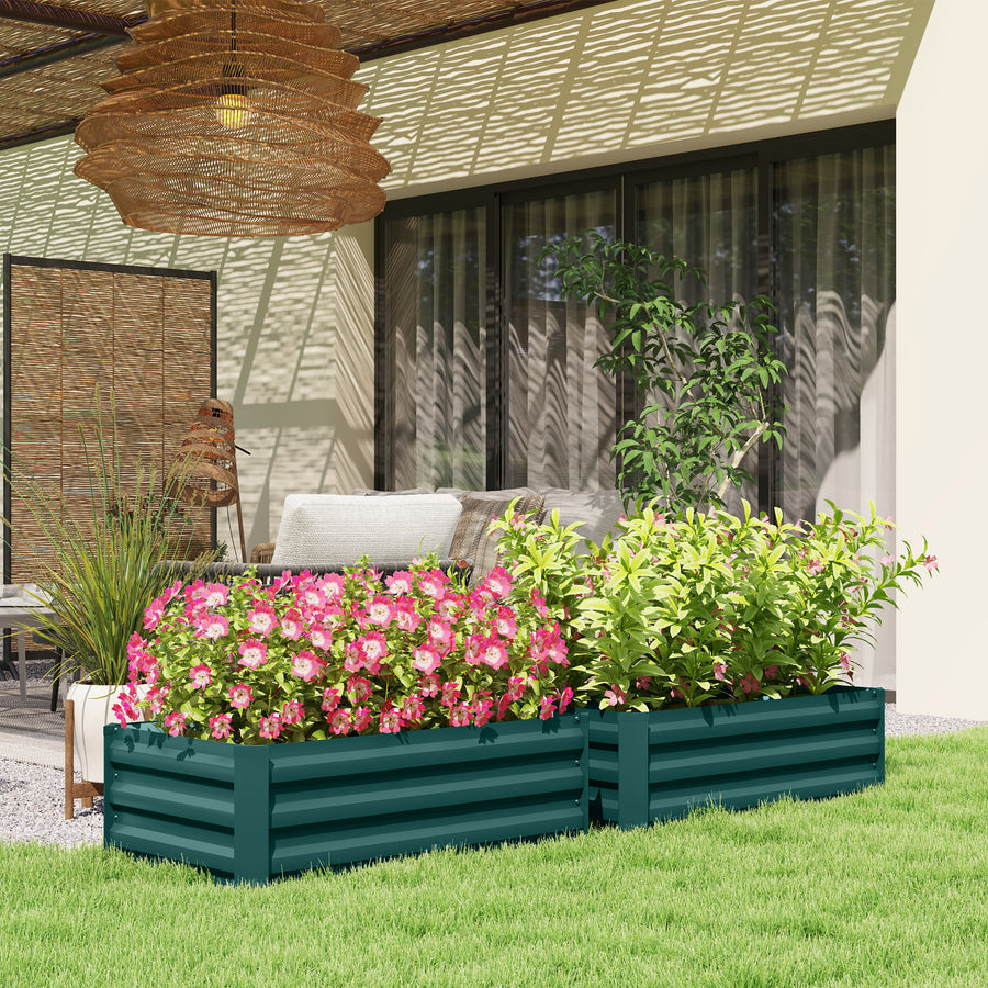 Set of Two 100 x 60cm Steel Planter Boxes -Green