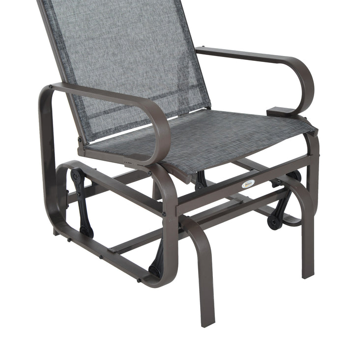 Outsunny Outdoor Gliding Rocking Chair with Sturdy Metal Frame Garden Comfortable Swing Chair for Patio, Backyard and Poolside, Grey