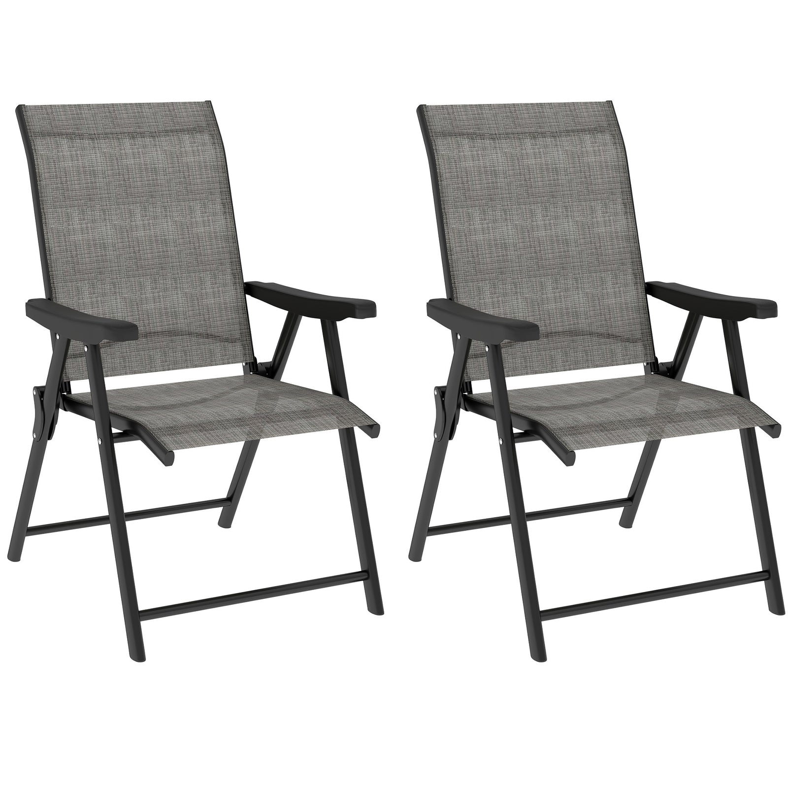 Set of Two Folding Outdoor Chairs - Black/Grey