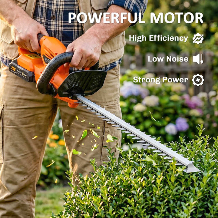 20" Cordless Hedge Trimmer, 18V Electric Hedge Cutter with 51cm Dual A