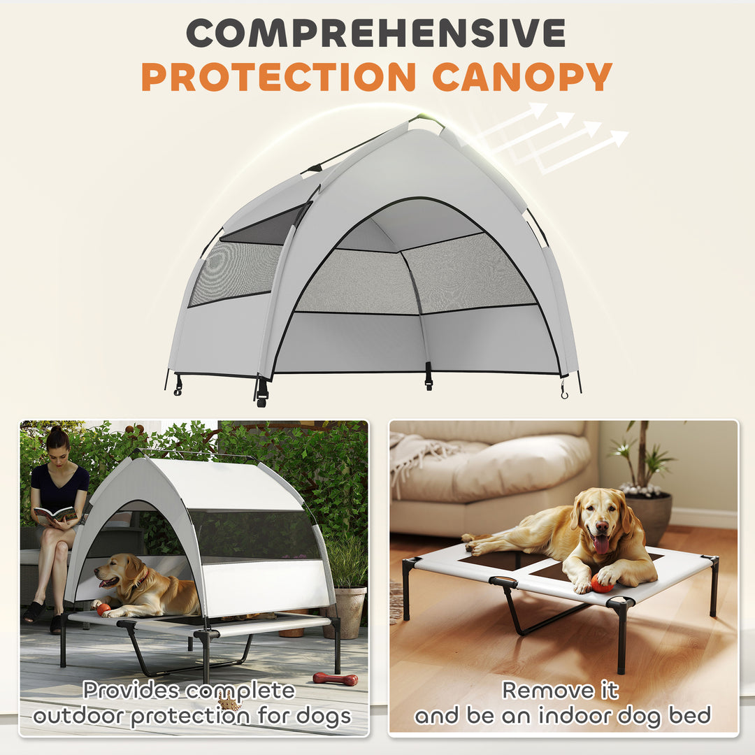 Portable Elevated Dog Bed with Removable Canopy, Cooling Raised Pet Cot for Medium Large Dogs, 92 x 75 x 89 cm