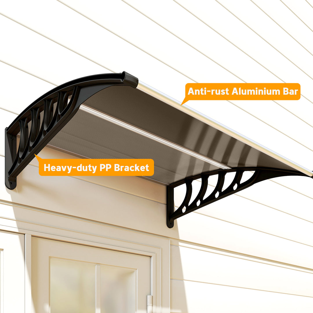 Front Door Canopy, Outdoor Awning, Rain Shelter for Window, Porch and Front/Back Door, Black 103 x 96.5 cm