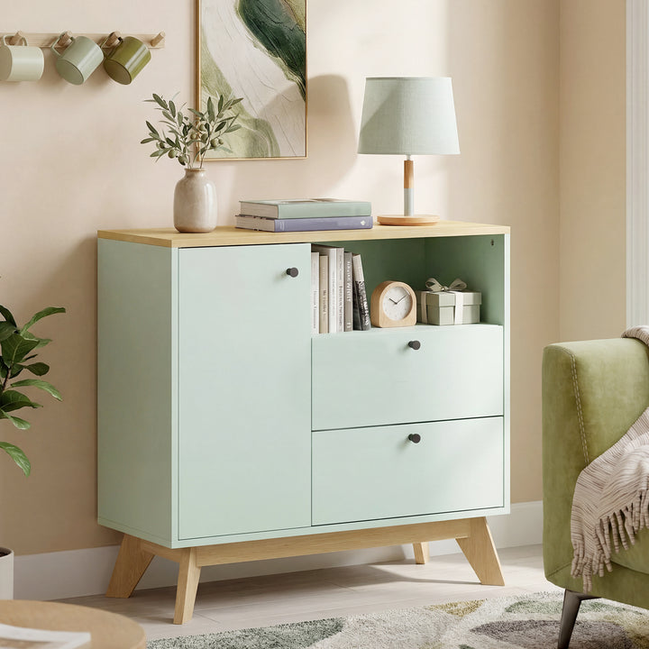 Sideboard Storage Cabinet, 80 cm Buffet Cabinet with 2 Drawers, Open C