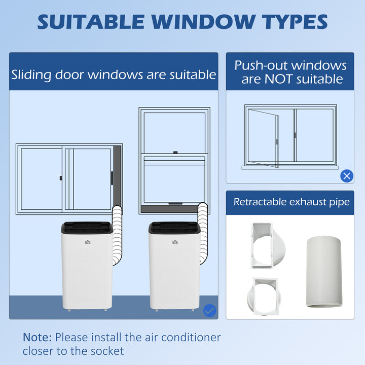 14000 BTU Mobile Air Conditioner for Room up to 35m², Smart Home WiFi Compatible, with Dehumidifier, Fan, 24H Timer