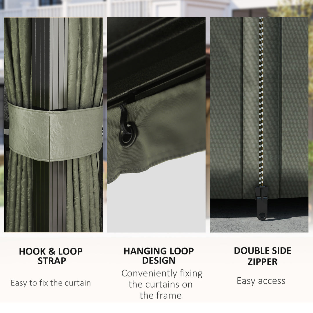 3 x 4m Hardtop Gazebo Canopy with Metal Roof, Aluminium Gazebo Permanent Pavilion with Netting and Curtains, Dark Grey