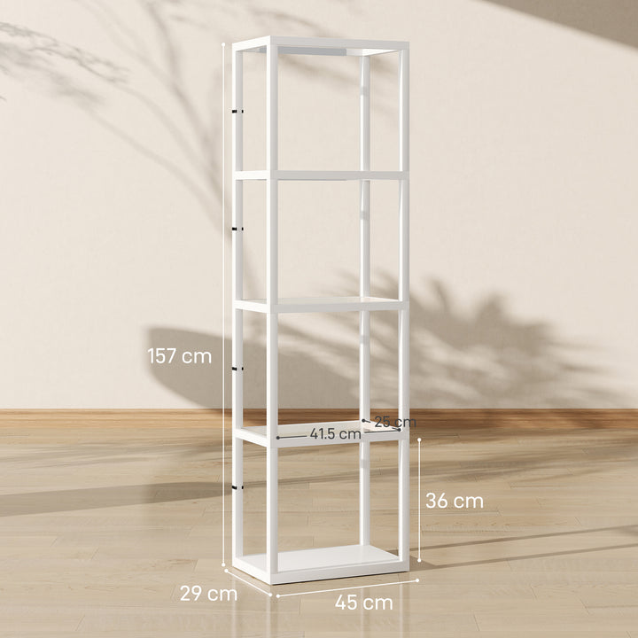 LED Floor Lamp with Glass Shelves, 4 Layers Dimmable Tall Standing Lamp, Modern Column Shelf Floor Light for Living Room, Bedroom, Office, White