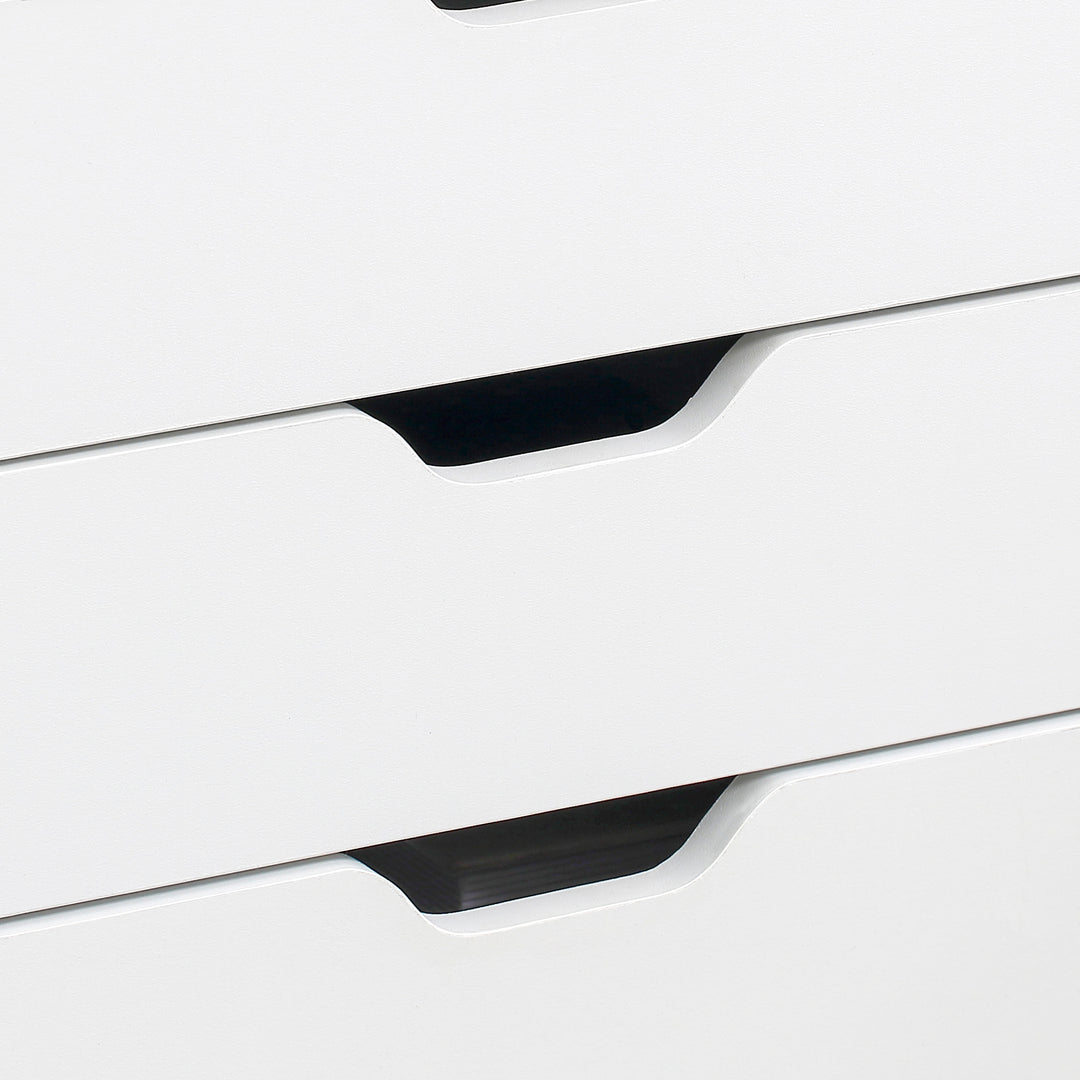 Seven-Drawer Filing Cabinet, with Wheels - White