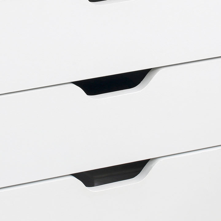 Seven-Drawer Filing Cabinet, with Wheels - White