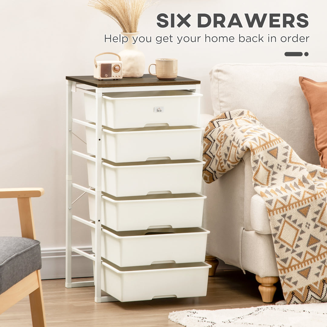 MCL Bedroom Chest of Drawers, 6-Drawer Dresser, Tall Storage Drawer Unit with Steel Frame for Living Room, White