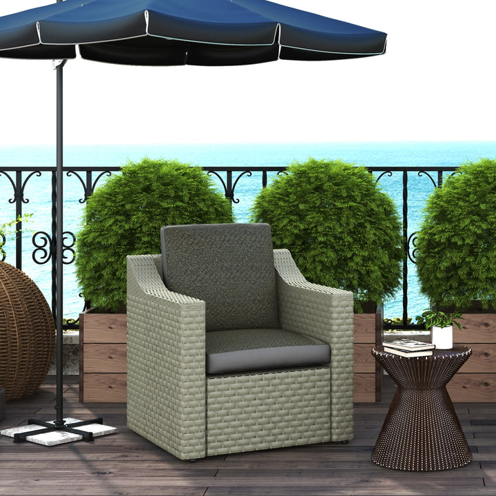 Outsunny Patio Chair Cushion Refresh: 2-Piece Back and Seat Set in Fabric & PE Rattan, Grey | Aosom UK