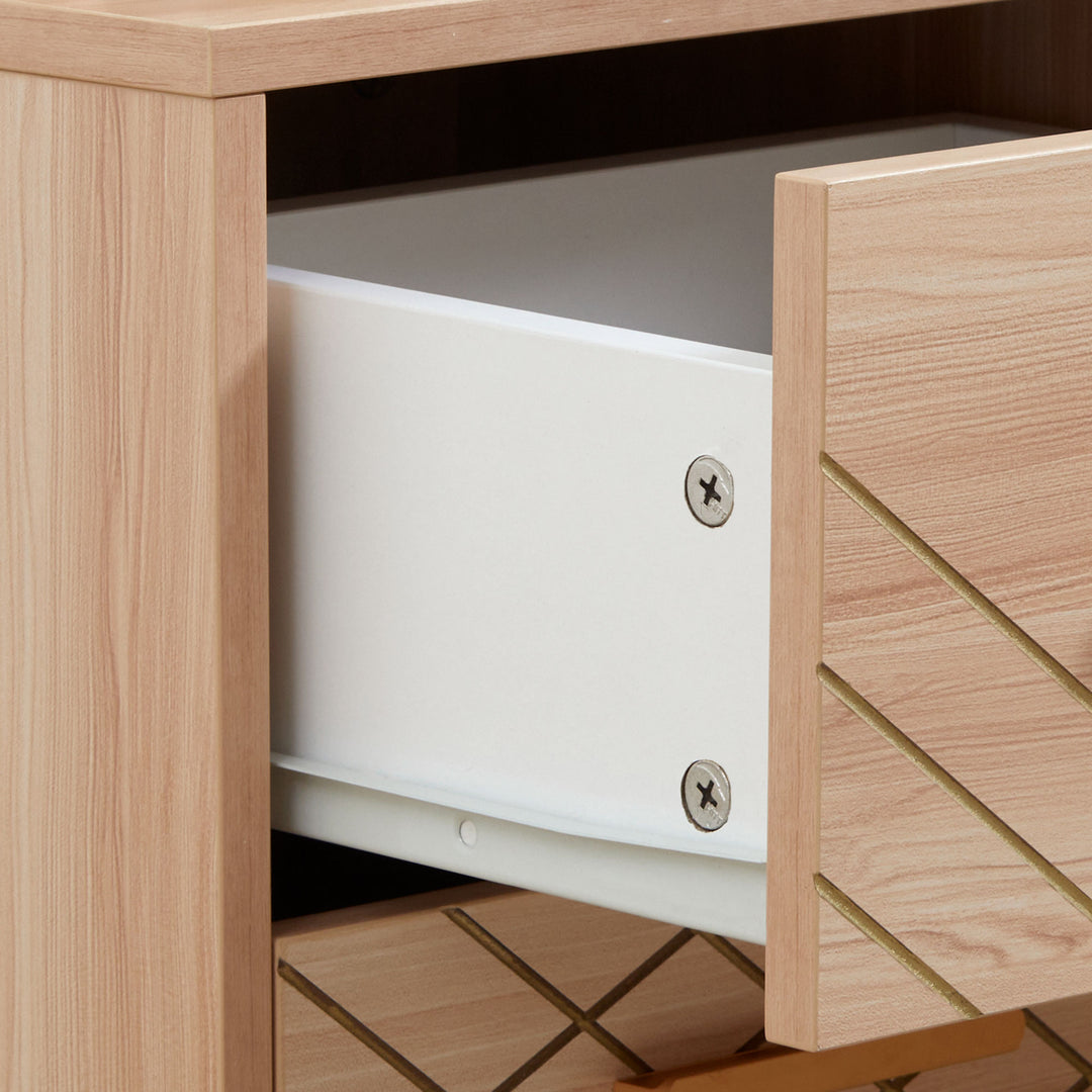 2-Piece Scandinavian Bedside Tables with Drawers, Bedside Cabinets with Wood Legs, Natural
