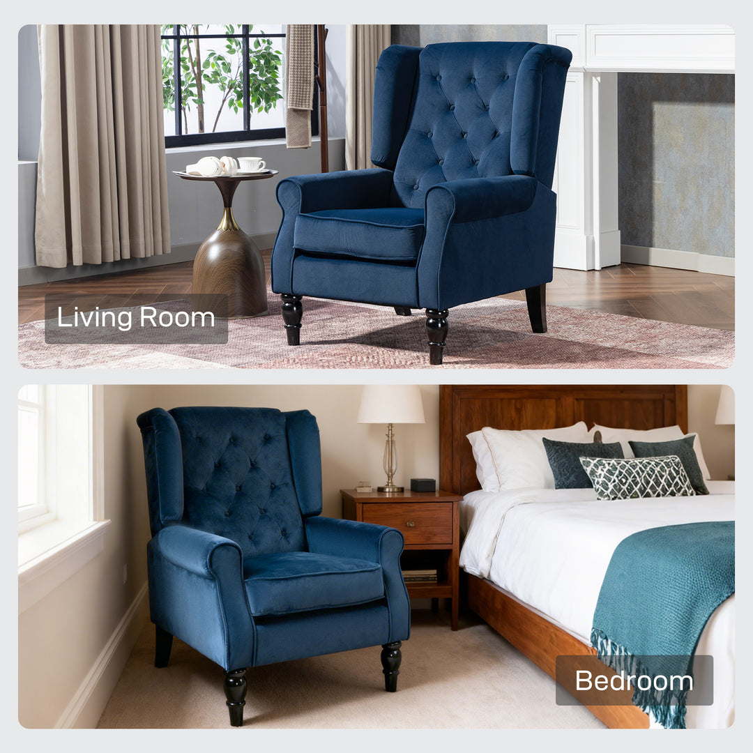 Wingback Accent Chair, Retro Upholstered Button Tufted Occasional Chai